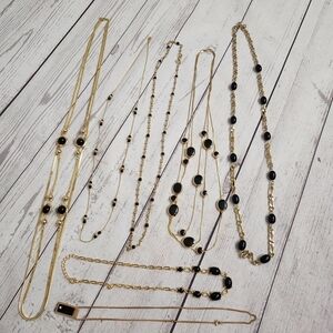 Gold and Black Multi-Strand Pendant Necklaces - Women Jewelry